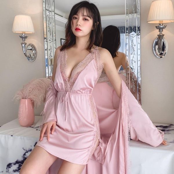 women's sleepwear homewear nightdress negligee gown nighty robe set women 2pcs nightshirts sleep suit v-neck pink satin pajamas, Black;red
women's sleepwear homewear nightdress negligee gown nighty robe set women 2pcs nightshirts sleep suit v-neck pink satin pajamas, Black;red