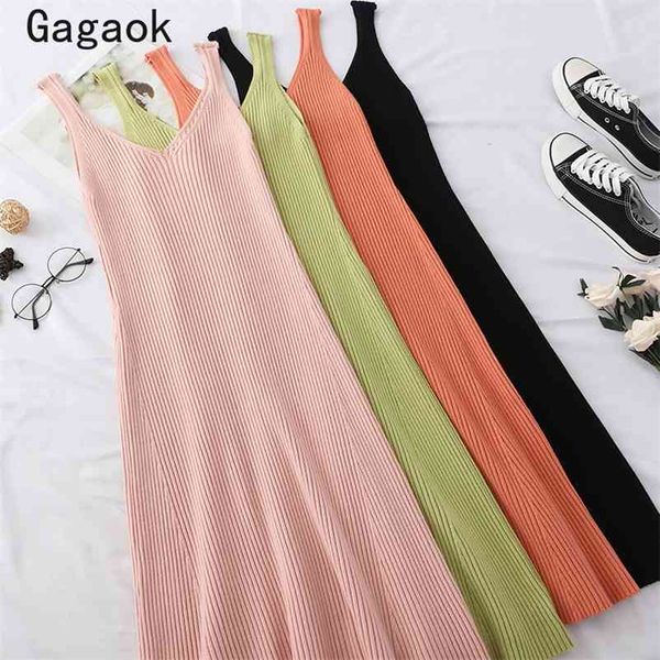 women sweet knitted dress spring autumn a-line solid sleeveless midi v-neck dresses slim stretch vestidos 210531, Black;gray
women sweet knitted dress spring autumn a-line solid sleeveless midi v-neck dresses slim stretch vestidos 210531, Black;gray