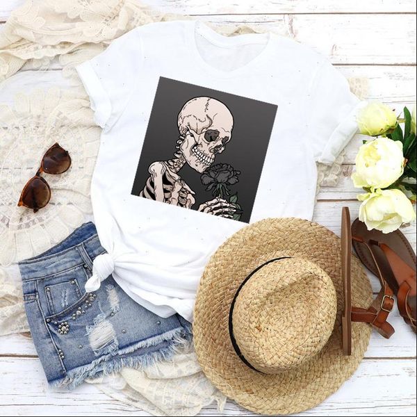 women t shirts graphic skull horror flower floral halloween cartoon 90s print tees clothing female shirt womens, White
women t shirts graphic skull horror flower floral halloween cartoon 90s print tees clothing female shirt womens, White