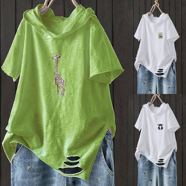 women's t-shirt women summer loose casual solid color short sleeve ripped giraffe print hoodie plus size 4xl autumn clothes, White
women's t-shirt women summer loose casual solid color short sleeve ripped giraffe print hoodie plus size 4xl autumn clothes, White