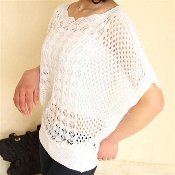 women knitted fashion spring womens sweater summer loose t shirt half batwing sleeve hollow out pullover sweaters large size top, White;black
women knitted fashion spring womens sweater summer loose t shirt half batwing sleeve hollow out pullover sweaters large size top, White;black