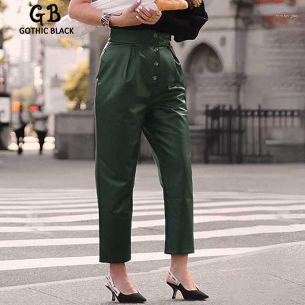 gothblack streetwear slim solid high waist pu leather trousers women winter fashion splice button casual straight pants 2021 women's &, Black;white
gothblack streetwear slim solid high waist pu leather trousers women winter fashion splice button casual straight pants 2021 women's &, Black;white