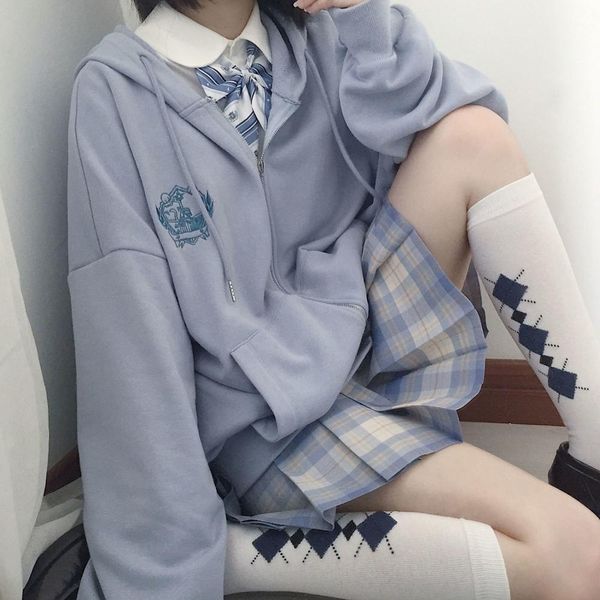 women's hoodies & sweatshirts japonês high street outono céu azul moletom feminino com capuz kawaii casual grande inverno casaco zÃper, Black
women's hoodies & sweatshirts japonês high street outono céu azul moletom feminino com capuz kawaii casual grande inverno casaco zÃper, Black