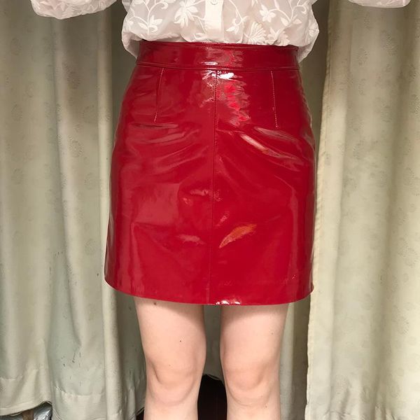 women red patent leather skirt zipper real skirts lady short customization a-lineskirt mini, Black
women red patent leather skirt zipper real skirts lady short customization a-lineskirt mini, Black