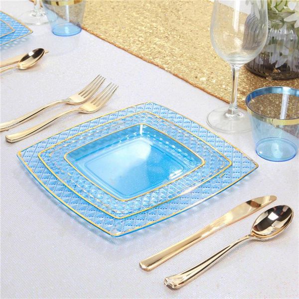 disposable dinnerware tableware 25pcs set transparent color gilt rim plate glass knife fork spoon ps plastic
disposable dinnerware tableware 25pcs set transparent color gilt rim plate glass knife fork spoon ps plastic