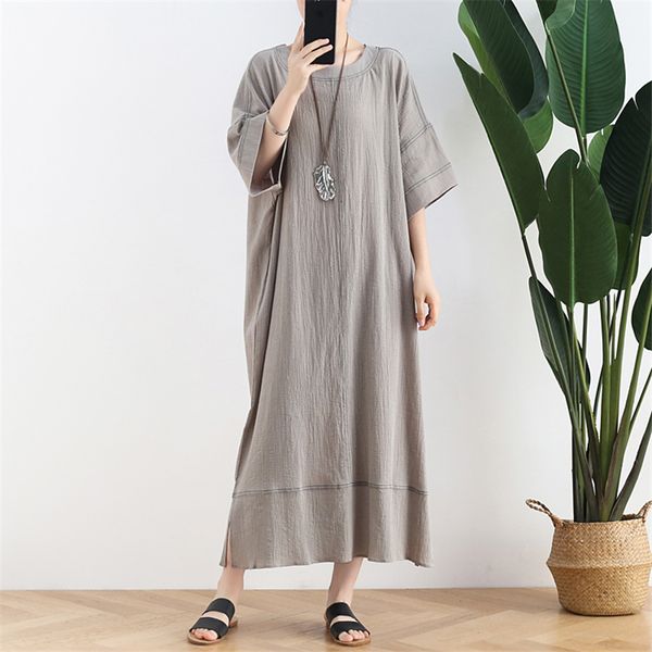 johnature women cotton linen dresses vintage loose gray robes summer bat sleeve o-neck casual dresses 210521, Black;gray
johnature women cotton linen dresses vintage loose gray robes summer bat sleeve o-neck casual dresses 210521, Black;gray