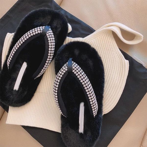 slippers women's slippers, rhinestone hairy drag, fall/winter flip flops, casual thick-soled lazy outer wear flat flip-flops, Black
slippers women's slippers, rhinestone hairy drag, fall/winter flip flops, casual thick-soled lazy outer wear flat flip-flops, Black