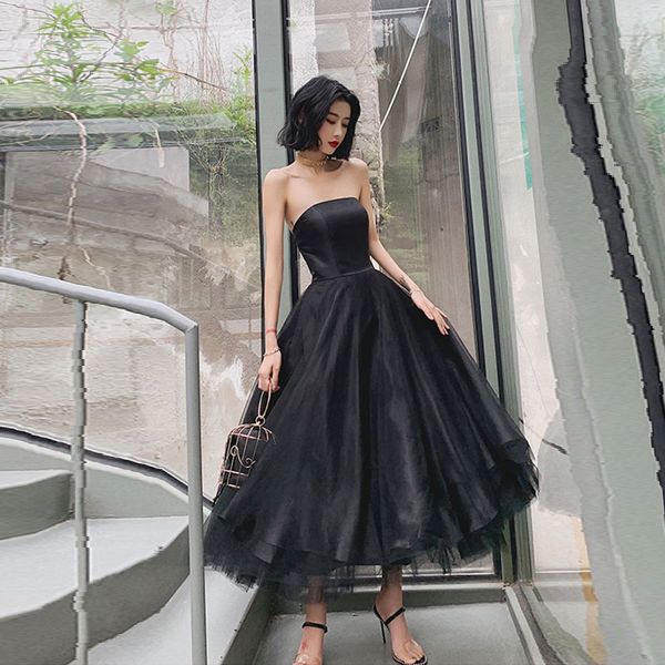 black simple elegant homecoming dresses strapless sleeveless satin and tulle ball gown ankle length women graduation party gowns, Blue;pink
black simple elegant homecoming dresses strapless sleeveless satin and tulle ball gown ankle length women graduation party gowns, Blue;pink