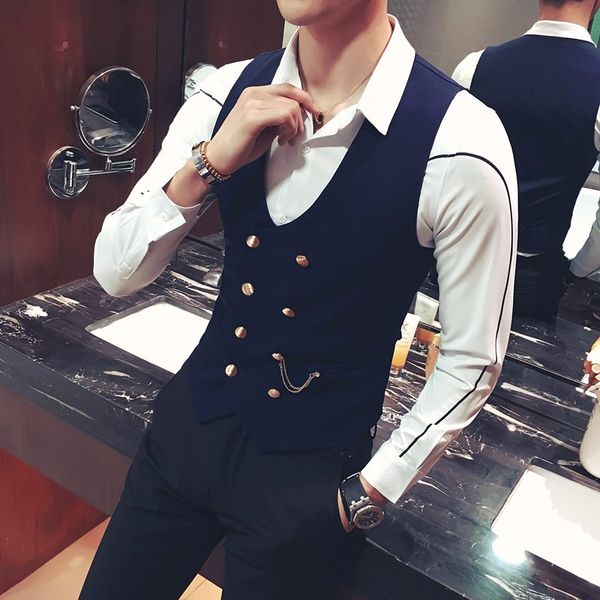 slim fits vests fashion trend mens casual boutique double-breasted business vest man deep v-neck suit waistcoat men's outerwear, Black;white
slim fits vests fashion trend mens casual boutique double-breasted business vest man deep v-neck suit waistcoat men's outerwear, Black;white