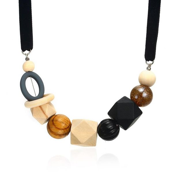 pendant necklaces fashion women's wood beads necklace for women geometric round wooden beaded pendants adjustable flannel chain, Silver
pendant necklaces fashion women's wood beads necklace for women geometric round wooden beaded pendants adjustable flannel chain, Silver