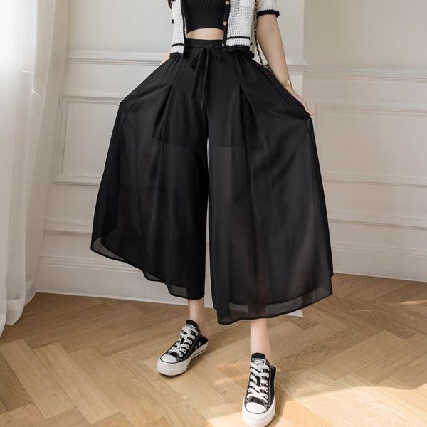women's pants & capris black chiffon wide-leg 2021 summer autumn high waist large size thin stretch culottes nine points casual, Black;white
women's pants & capris black chiffon wide-leg 2021 summer autumn high waist large size thin stretch culottes nine points casual, Black;white