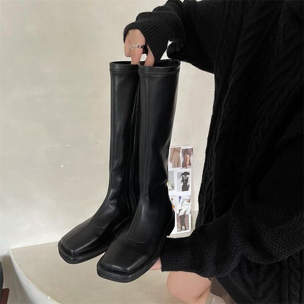 boots stretch thin thick heel square toe 2021 style but knee female knight high leather, Black
boots stretch thin thick heel square toe 2021 style but knee female knight high leather, Black
