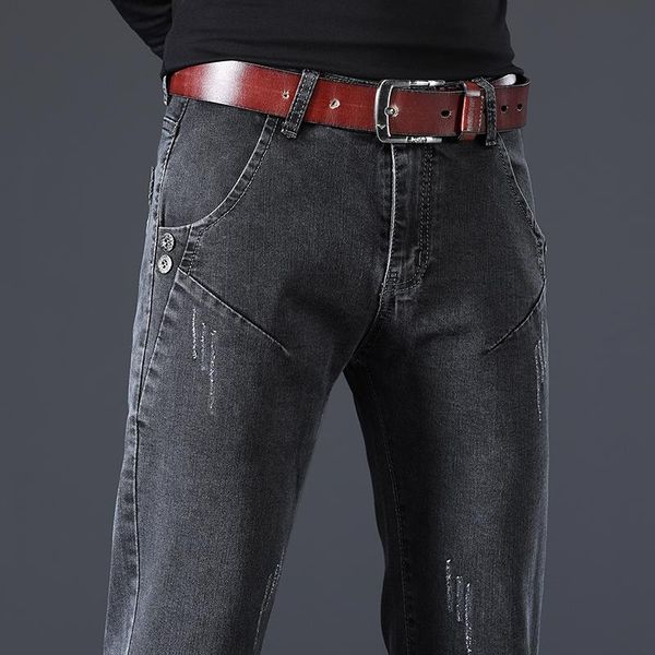 men's jeans fashion korean style trendy stretch slim fit pants for men, Blue