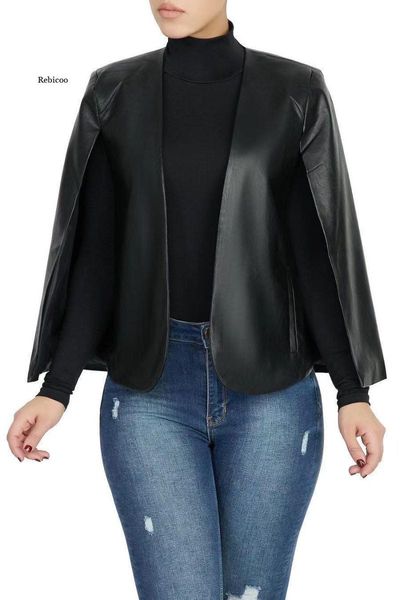 women's suits & blazers women blazer faux leather cape casual pu jacket elegant long sleeve ladies autumn, White;black
women's suits & blazers women blazer faux leather cape casual pu jacket elegant long sleeve ladies autumn, White;black