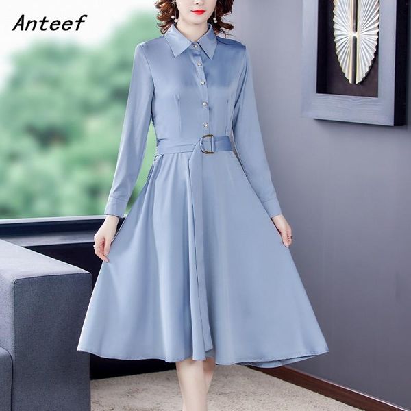 casual dresses anteef long sleeve satin vintage for women loose midi woman spring autumn shirt dress elegant clothes 2021, Black;gray
casual dresses anteef long sleeve satin vintage for women loose midi woman spring autumn shirt dress elegant clothes 2021, Black;gray