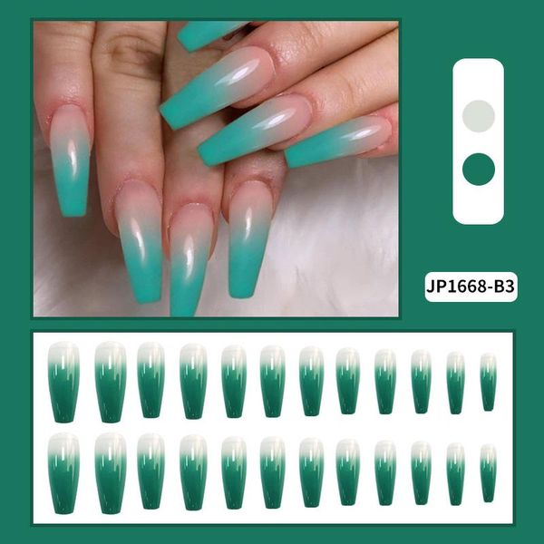 false nails fake long green gradient wear nail stickers finished 24 pieces with glue, Red;gold
false nails fake long green gradient wear nail stickers finished 24 pieces with glue, Red;gold