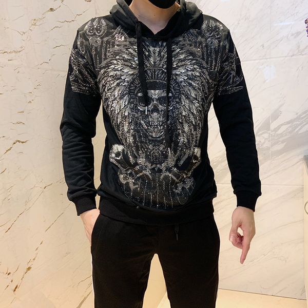 hoodie winter high-quality hip hop diamond hooded slim skull men's, Black
hoodie winter high-quality hip hop diamond hooded slim skull men's, Black