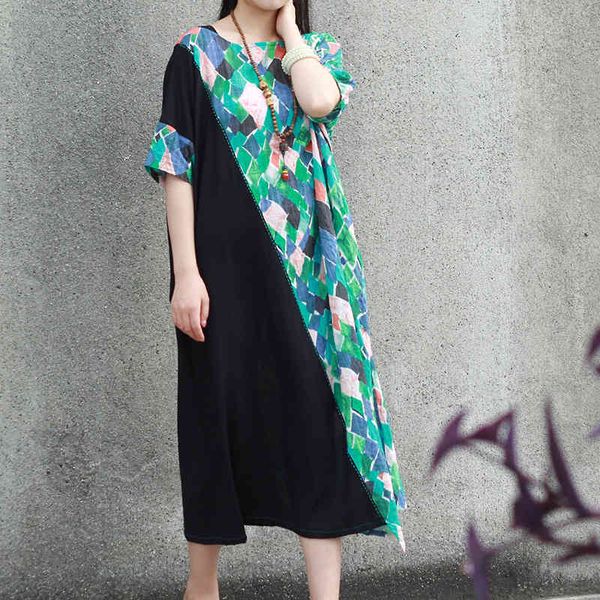 johnature casual vintage patchwork floral print irregular dress summer cotton linen short sleeve pockets women dresses 210521, Black;gray
johnature casual vintage patchwork floral print irregular dress summer cotton linen short sleeve pockets women dresses 210521, Black;gray