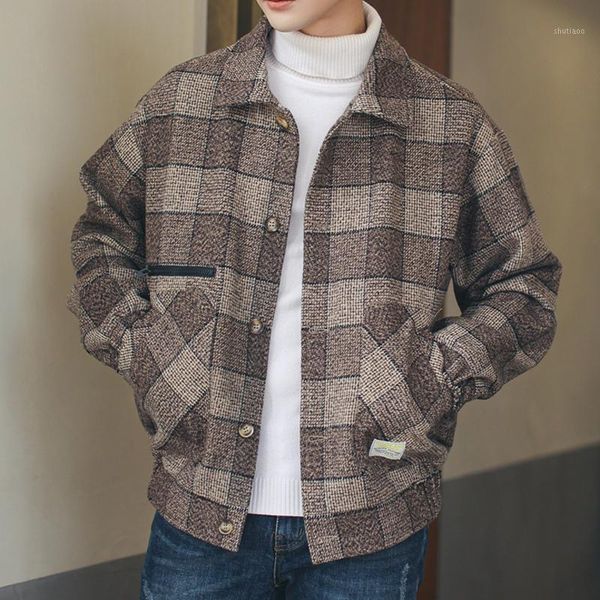 men's jackets 2021 autumn korean fashion jacket vintage wool plaid coat streetwear men clothing outwear casual 5xl, Black;brown
men's jackets 2021 autumn korean fashion jacket vintage wool plaid coat streetwear men clothing outwear casual 5xl, Black;brown