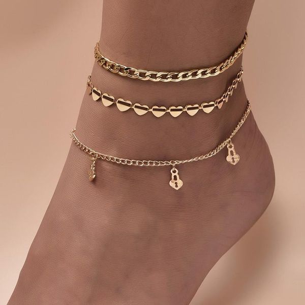 anklets 3 pcs/set fashion beach gold color love heart key lock for women trendy foot chain ankle bracelet jewelry gifts, Red;blue
anklets 3 pcs/set fashion beach gold color love heart key lock for women trendy foot chain ankle bracelet jewelry gifts, Red;blue