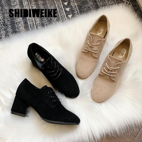 dress shoes women square heel high platform pumps lace up casual woman quality women's size 34-39, Black
dress shoes women square heel high platform pumps lace up casual woman quality women's size 34-39, Black