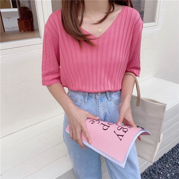 girls knitted thin summer tee casual solid short sleeves t-shirts all match chic loose basic 210421, White
girls knitted thin summer tee casual solid short sleeves t-shirts all match chic loose basic 210421, White