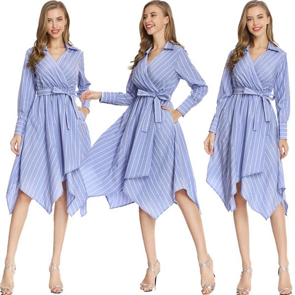 casual dresses women blue stripe dress elegant a-line loose with belt long sleeve office lady fashion knee length summer 2021, Black;gray
casual dresses women blue stripe dress elegant a-line loose with belt long sleeve office lady fashion knee length summer 2021, Black;gray