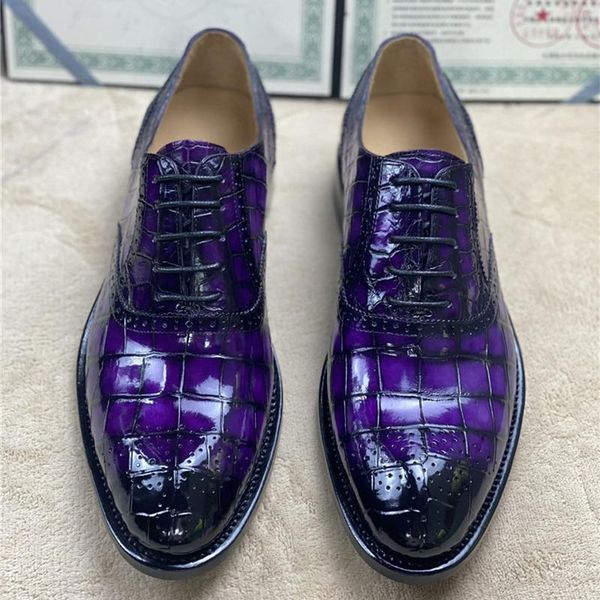 dress shoes authentic crocodile belly skin purple color men's brogue genuine alligator leather handmade male lace-up party, Black
dress shoes authentic crocodile belly skin purple color men's brogue genuine alligator leather handmade male lace-up party, Black