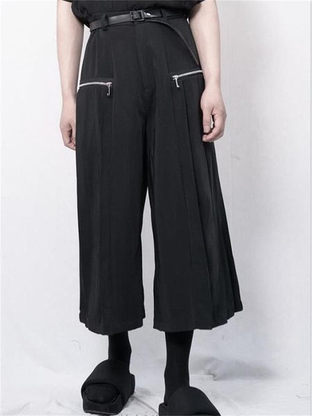 men's pants casual wide leg pant skirt spring and autumn black pleated loose nine points design trend straight
men's pants casual wide leg pant skirt spring and autumn black pleated loose nine points design trend straight