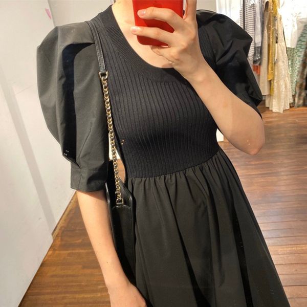 casual dresses korean chic french round neck knitted stitching two pieces of high waist and thin large swing bubble sleeve 3w8k, Black;gray
casual dresses korean chic french round neck knitted stitching two pieces of high waist and thin large swing bubble sleeve 3w8k, Black;gray