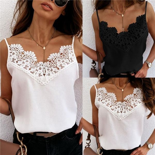 women's tanks & camis women fashion solid color camisole summer hollow lace v-neck perspective sleeveless slim girls clothes, White
women's tanks & camis women fashion solid color camisole summer hollow lace v-neck perspective sleeveless slim girls clothes, White