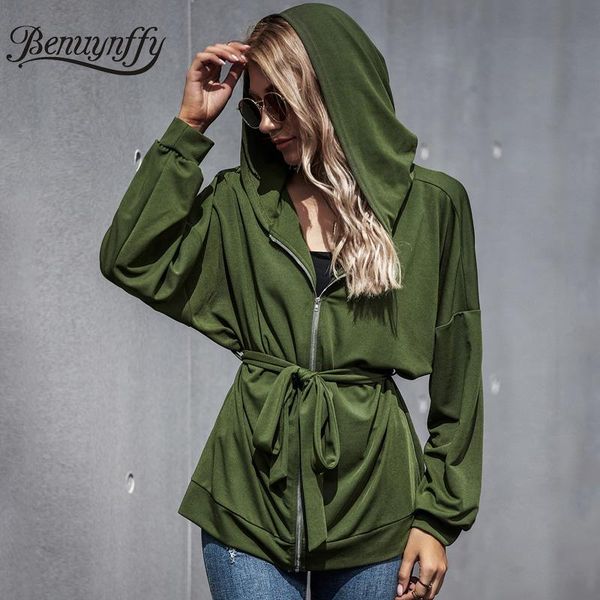 women's hoodies & sweatshirts benuynffy hooded long sleeve zip-up women autumn winter casual belted high waist zipper coat female stree, Black
women's hoodies & sweatshirts benuynffy hooded long sleeve zip-up women autumn winter casual belted high waist zipper coat female stree, Black