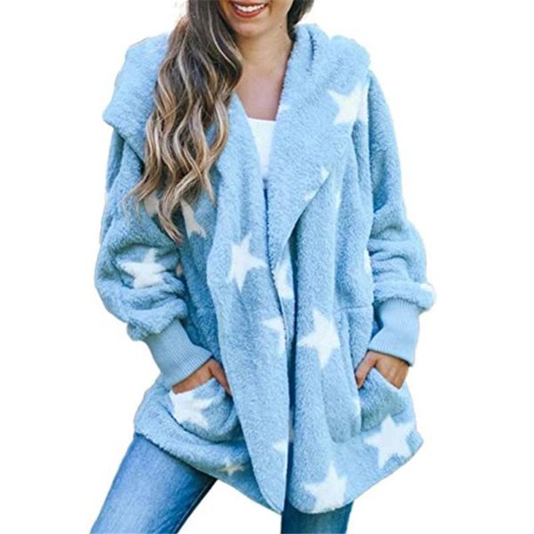 women's knits & tees 2021 winter women sweater hooded star print fluffy cardigan chic warm robe loose fleece teddy sweaters, White
women's knits & tees 2021 winter women sweater hooded star print fluffy cardigan chic warm robe loose fleece teddy sweaters, White
