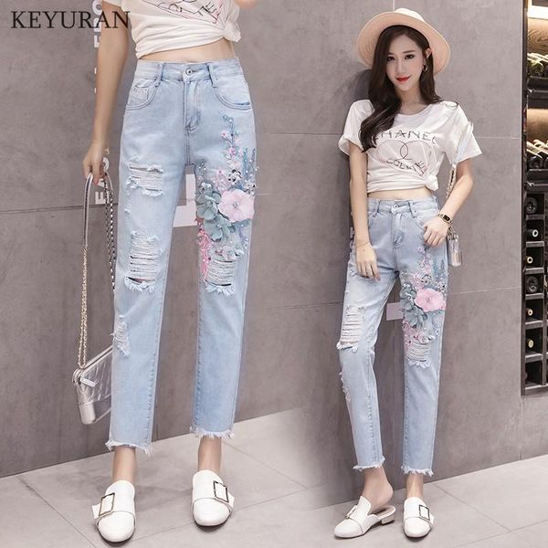 flowers ripped women jeans pants 2021 vintage embroidered sequins hole loose casual femme denim trousers l2137 women's, Blue
flowers ripped women jeans pants 2021 vintage embroidered sequins hole loose casual femme denim trousers l2137 women's, Blue