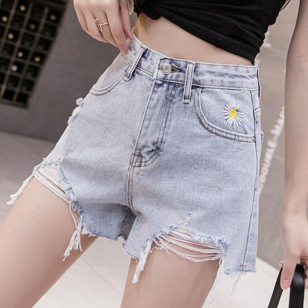 women's jeans summer woman high waist denim shorts little daisy embroidery show thin hole slim girl solid jean femme, Blue
women's jeans summer woman high waist denim shorts little daisy embroidery show thin hole slim girl solid jean femme, Blue