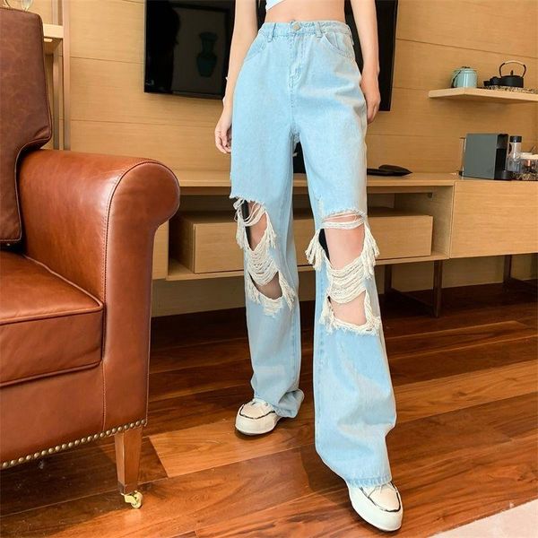 women's jeans spring women high waist woman elastic plus size ripped hole washed denim female pants trousers, Blue
women's jeans spring women high waist woman elastic plus size ripped hole washed denim female pants trousers, Blue