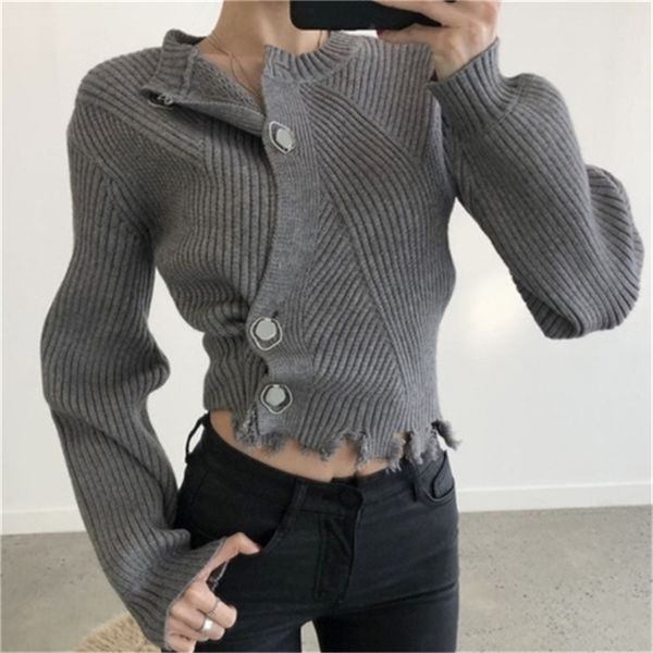 women side ireegular chic button sweaters o-neck long sleeve ripped knitted cardigans autumn solid color casual coat gk372 210507, White;black
women side ireegular chic button sweaters o-neck long sleeve ripped knitted cardigans autumn solid color casual coat gk372 210507, White;black
