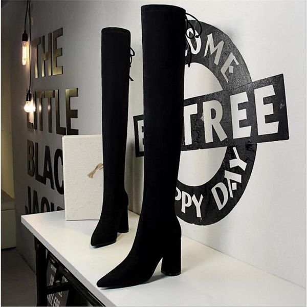 boots 2021 warm women's over-the-knee pointed concise solid black flock long casual lace-up high heels shoes for women
boots 2021 warm women's over-the-knee pointed concise solid black flock long casual lace-up high heels shoes for women