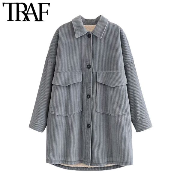 traf women fashion with fleece thick warm corduroy jacket coat vintage long sleeve pockets female outerwear chic 210415, Black;brown
traf women fashion with fleece thick warm corduroy jacket coat vintage long sleeve pockets female outerwear chic 210415, Black;brown