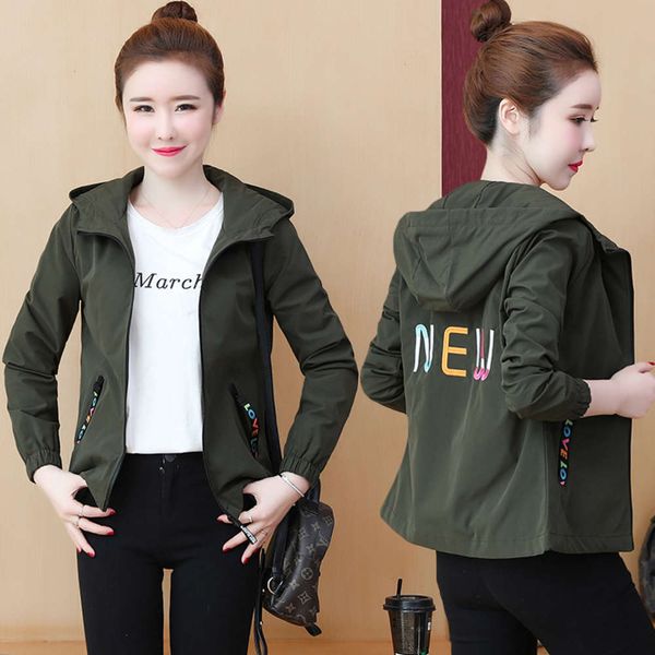 women's jackets coats 2021 spring short loose casual jacket embroidered hooded baseball fashion sgag, Black;brown
women's jackets coats 2021 spring short loose casual jacket embroidered hooded baseball fashion sgag, Black;brown