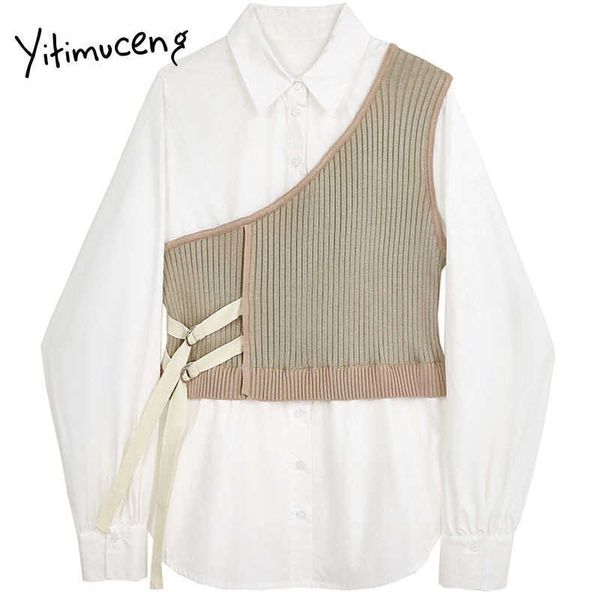 yitimuceng fake 2 pieces patchwork blouse women shirts slim spring fashion turn-down collar long sleeve casual 210601, White
yitimuceng fake 2 pieces patchwork blouse women shirts slim spring fashion turn-down collar long sleeve casual 210601, White