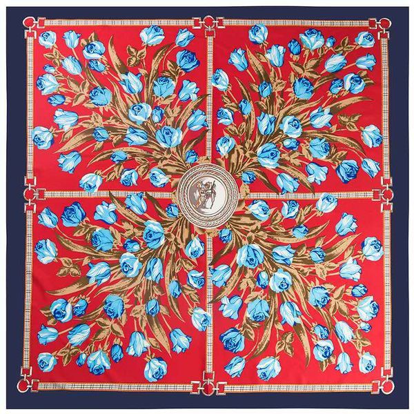 130*130cm square for women foulard 2020 design floral bandana luxury brand silk scarf woman's scarves shawls stoles, Blue;gray
130*130cm square for women foulard 2020 design floral bandana luxury brand silk scarf woman's scarves shawls stoles, Blue;gray