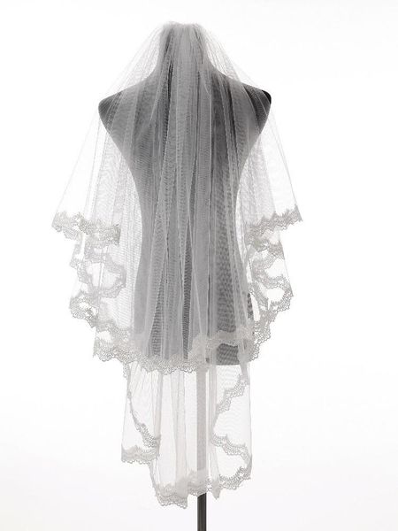bridal veils design ivory white lace edge two layers wedding accessories tulle veil with comb, Black
bridal veils design ivory white lace edge two layers wedding accessories tulle veil with comb, Black