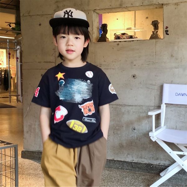 21 spring summer new boys and girls le * foam loose cartoon casual short sleeve t-shirt, Blue;red 
21 spring summer new boys and girls le * foam loose cartoon casual short sleeve t-shirt, Blue;red