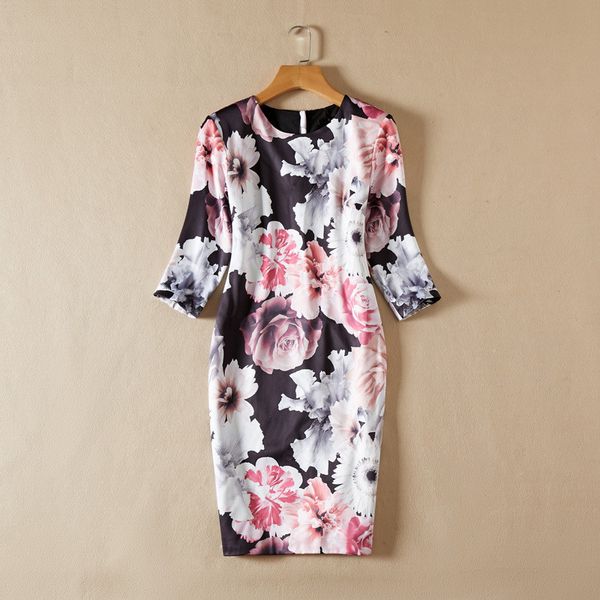 europe style woman spring clothes runway floral fashion printing pencil elegant office lady knee party dress, Black;gray
europe style woman spring clothes runway floral fashion printing pencil elegant office lady knee party dress, Black;gray