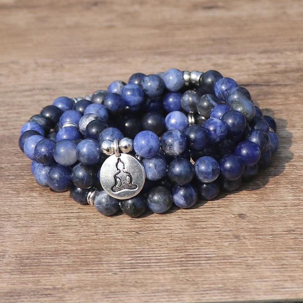 beaded, strands mala blue-treadstone bracelet lotus om wrist buddhist buddha yoga blue stone beads bracelets for men, Black 
beaded, strands mala blue-treadstone bracelet lotus om wrist buddhist buddha yoga blue stone beads bracelets for men, Black