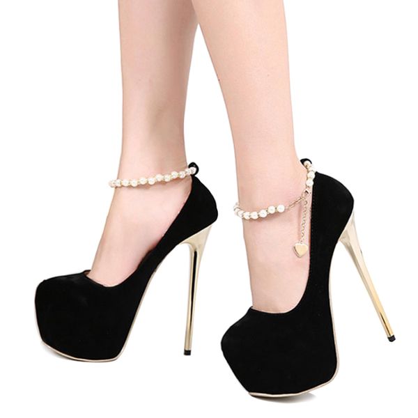 summer retro platform pumps string bead chain ankle strap ultra high heels 16cm dress shoes nightclub party wedding pumps, Black
summer retro platform pumps string bead chain ankle strap ultra high heels 16cm dress shoes nightclub party wedding pumps, Black