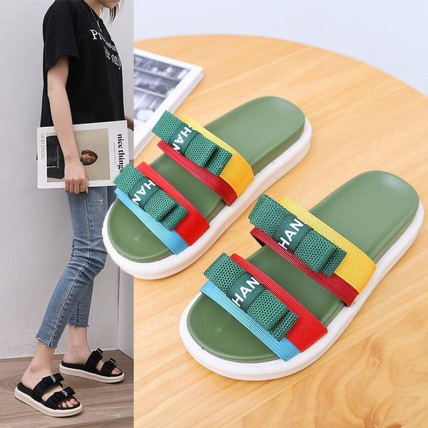 women's slippers fashion casual bow sports trend 2021 summer beach students flat bottom sandals, Black
women's slippers fashion casual bow sports trend 2021 summer beach students flat bottom sandals, Black