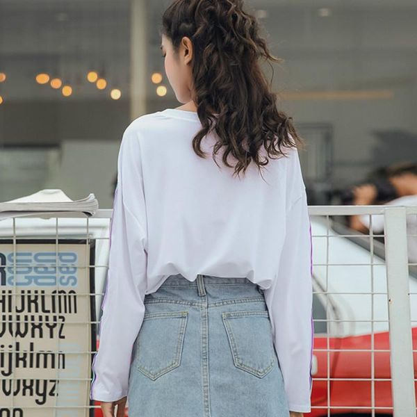t-shirts women rainbow striped embroidery fashion students korean style long sleeves loose ins harajuku stylish womens chic women's t-s, White
t-shirts women rainbow striped embroidery fashion students korean style long sleeves loose ins harajuku stylish womens chic women's t-s, White