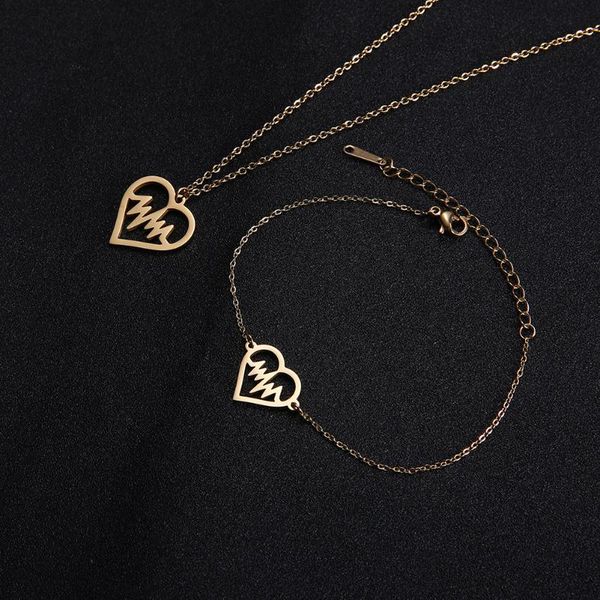 earrings & necklace cazador fashion heart beat pendant stainless steel gold color bracelet jewelry sets for women wedding birthday gift, Silver
earrings & necklace cazador fashion heart beat pendant stainless steel gold color bracelet jewelry sets for women wedding birthday gift, Silver